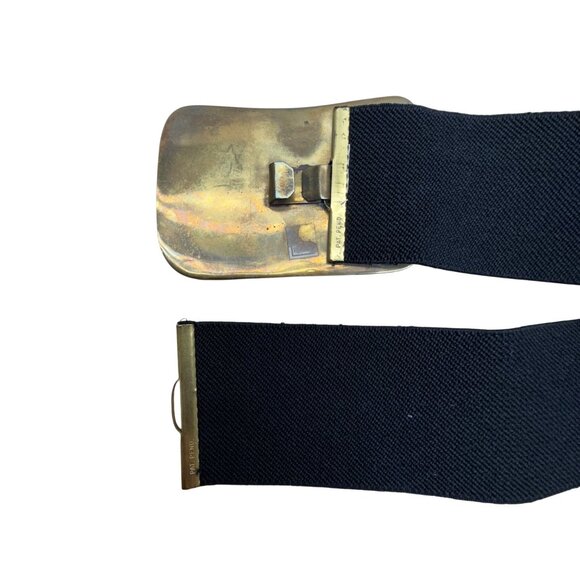 Elastic Black Belt With Brass Elephant Buckle Adjustable Detailed Boho Unique Ha - Picture 4 of 5